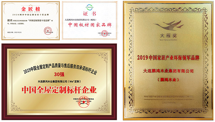 东升国际全屋定制家具行业荣誉证书